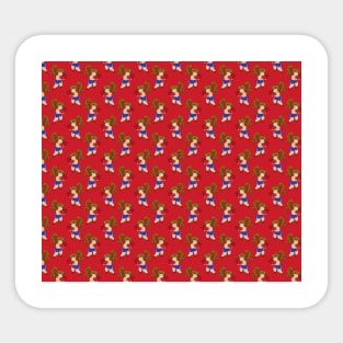 Little Boxing Girl Red Pattern Sticker